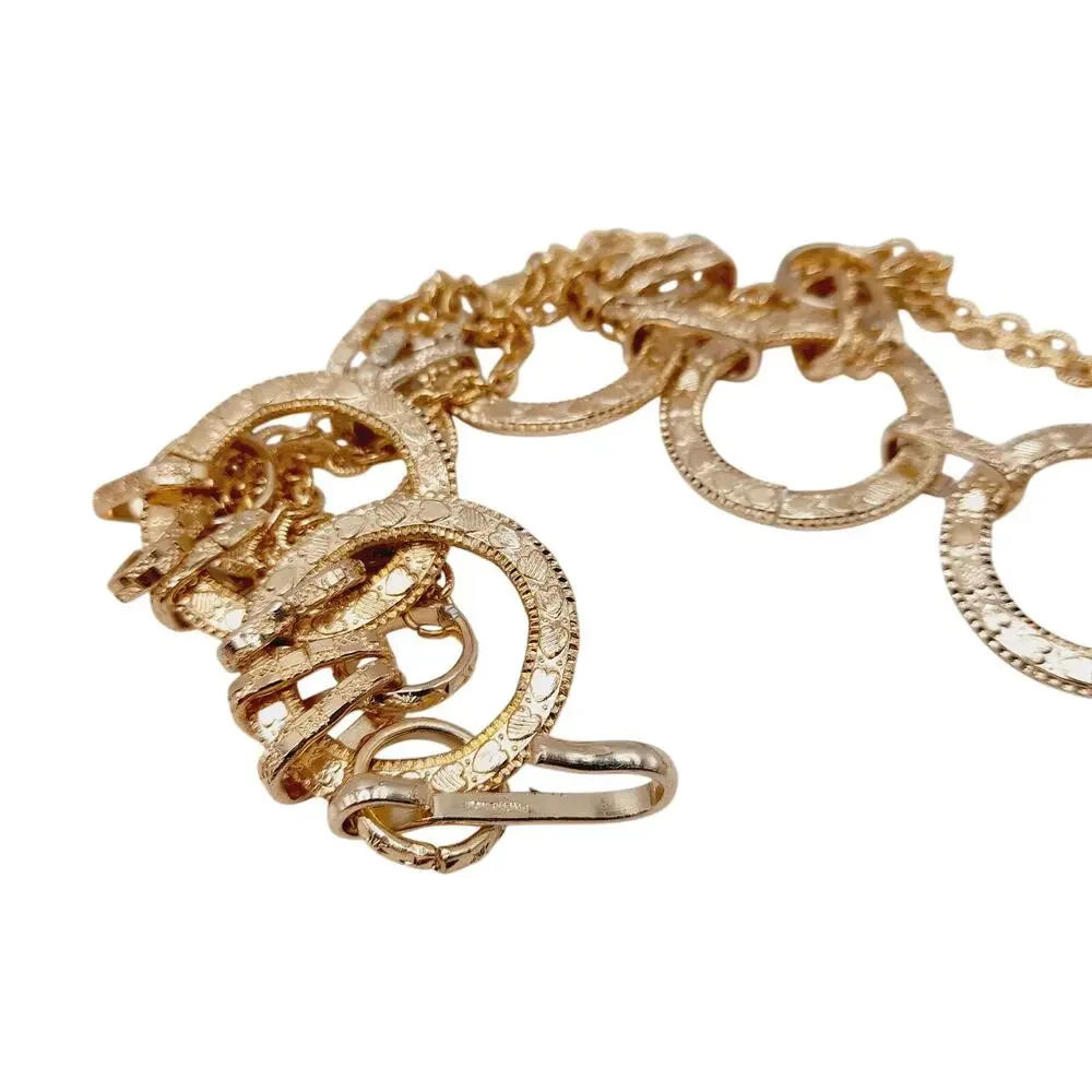 Vintage Gold Tone Chain Belt Hong Kong Long Statement Belt 39 Inch
